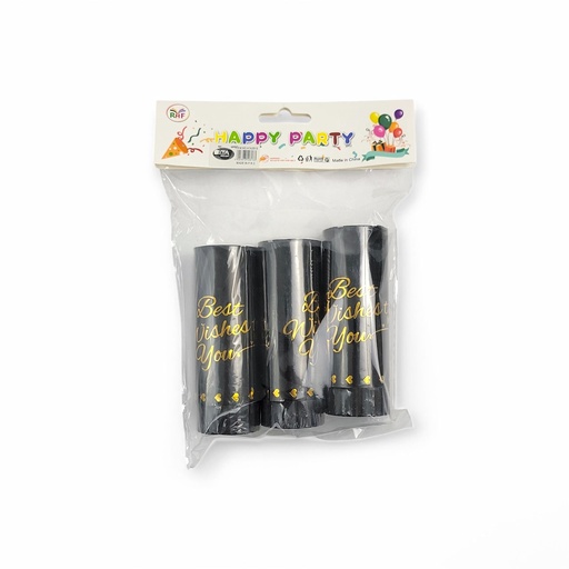 3 pcs Multicolour Confetti Poppers Black