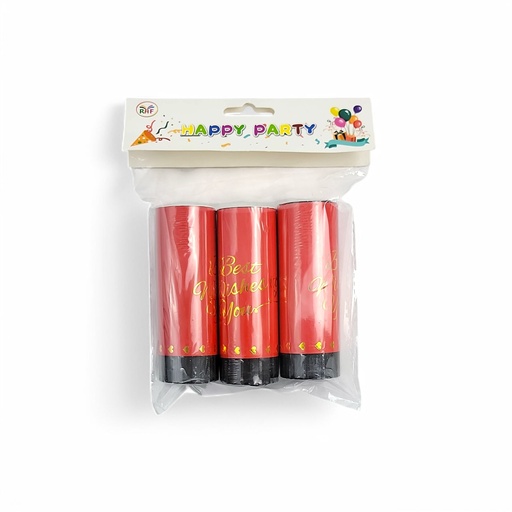 3 pcs Multicolour Confetti Poppers Red