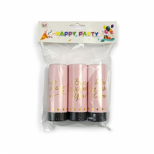 3 pcs Multicolour Confetie Poppers Pink