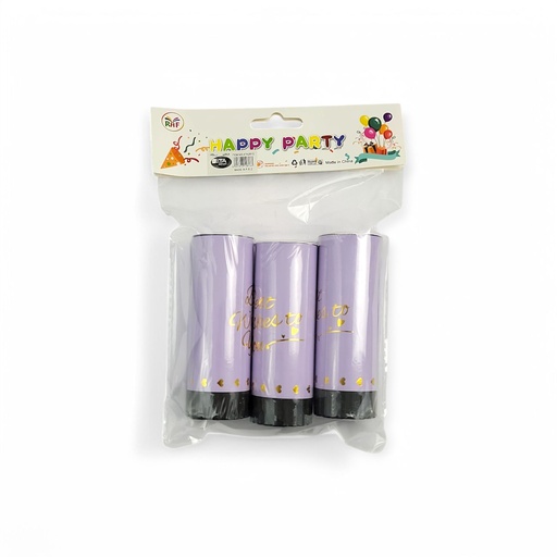 3 pcs Multicolour Confetti Poppers Purple