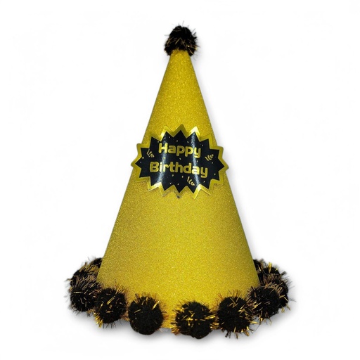 Pompom Glitter 3d Large HBD Hat Gold
