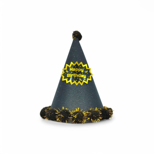Pompom Glitter 3d  HBD Hat Black