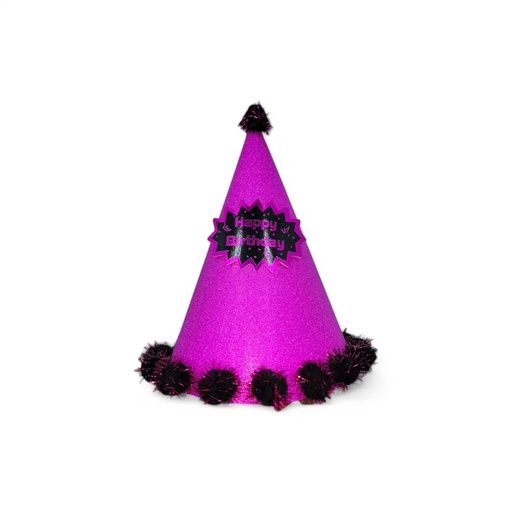 Pompom Glitter 3D HBD Hat Hot Pink