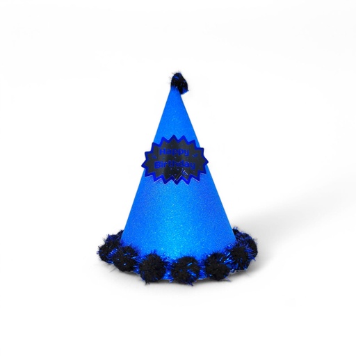 Pompom Glitter 3d  HBD Hat Blue