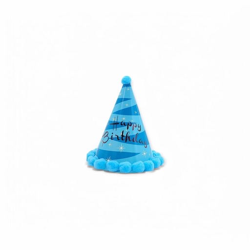  Pompom HBD Hat Stripe Blue