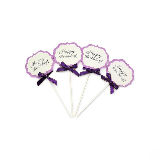 Bouquet Happy Birthday Cake Topper L.Pink