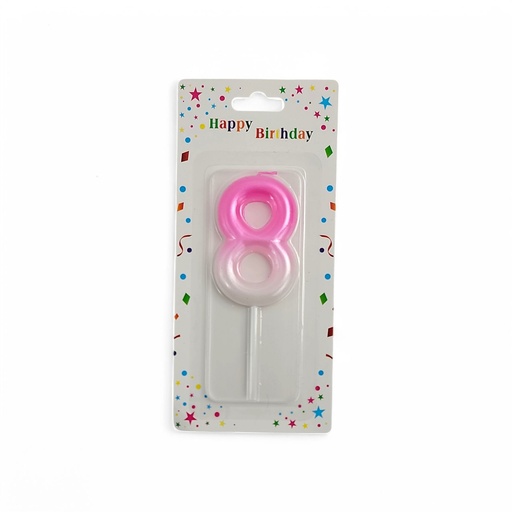 Large Pink & White Number Candle 8