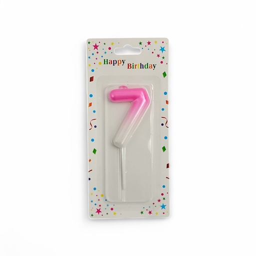 Pink & White Number Candle 7