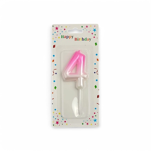 Pink & White Number Candle 4