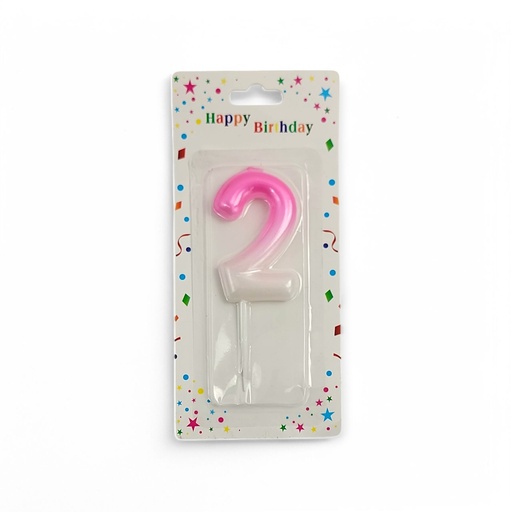 Pink & White Number Candle 2