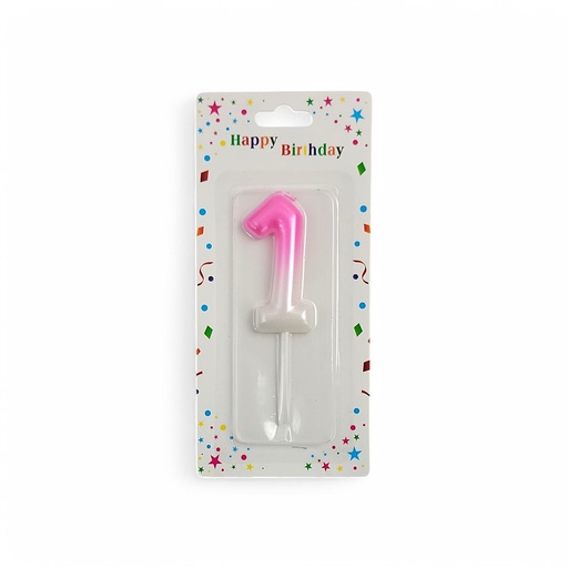 Pink & White Number Candle 1