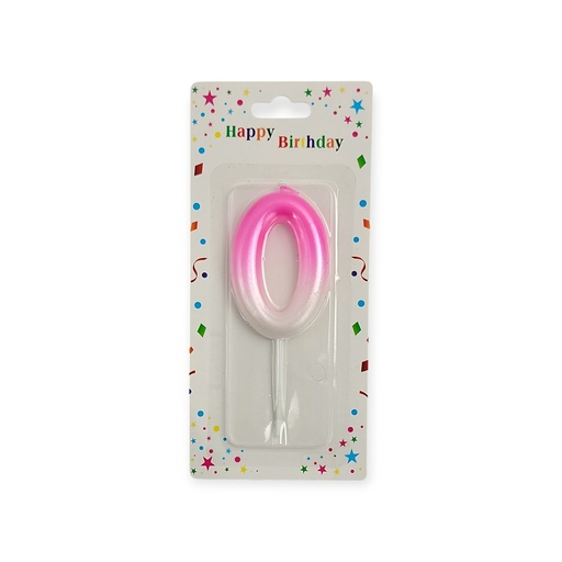 Large Pink & White Number Candle 0