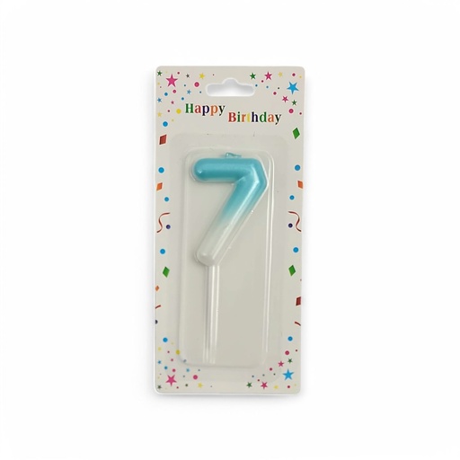 Blue & White Number Candle 7