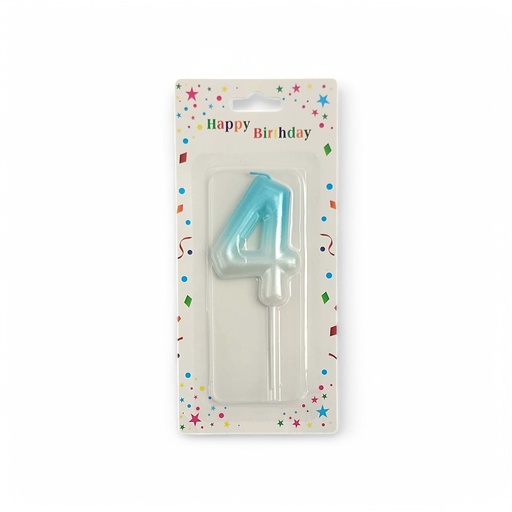 Blue & White Number Candle 4