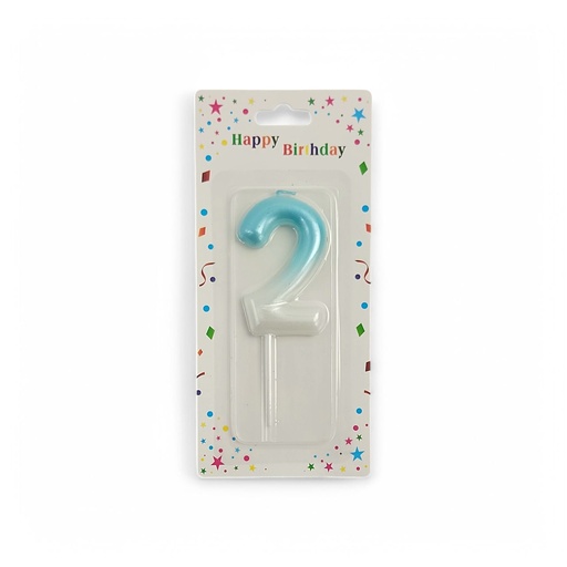 Blue & White Number Candle 2