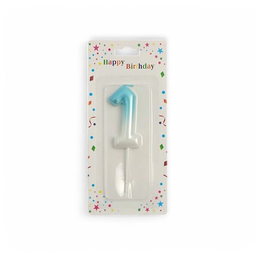 Blue & White Number Candle 1