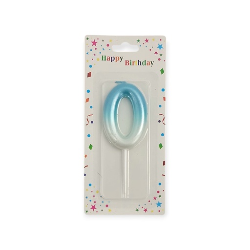 Large Blue & White Number Candle 0