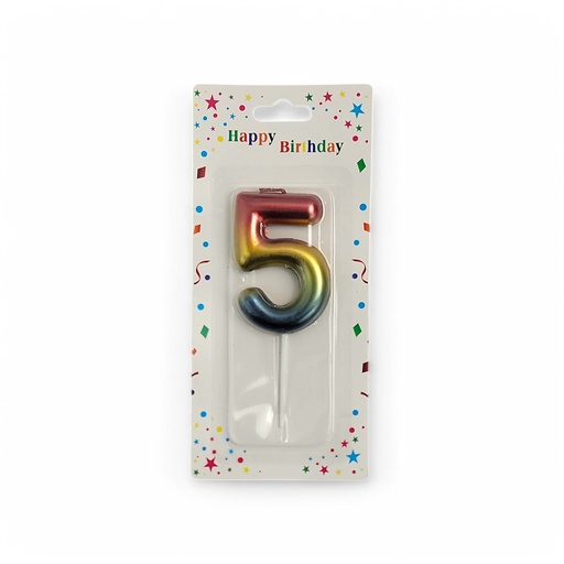 Rainbow Number Candle 5