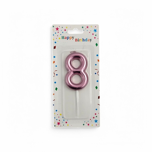 Large Hot Rose Gold Number Candle 8