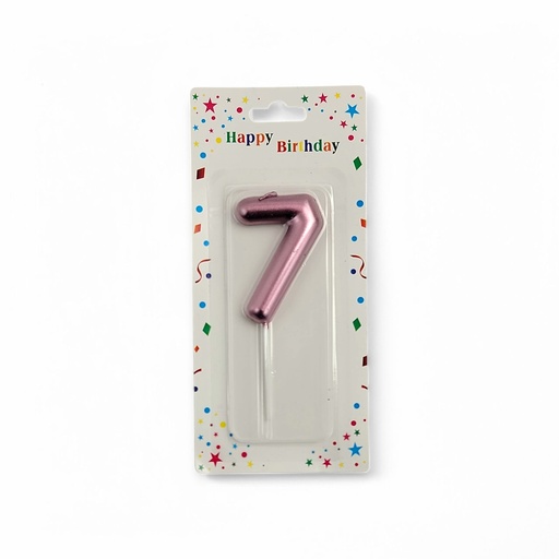 Large Hot Rose Gold Number Candle 7