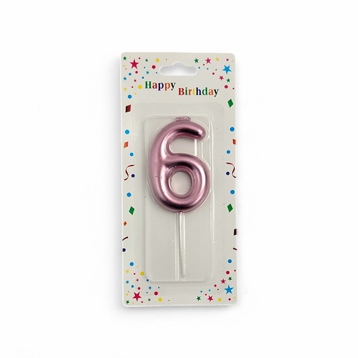 Large Hot Rose Gold Number Candle 6
