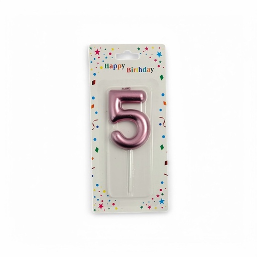 Hot RoseGold Number Candle 5