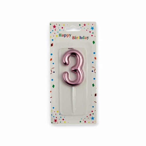 Large Hot Rose Gold Number Candle 3
