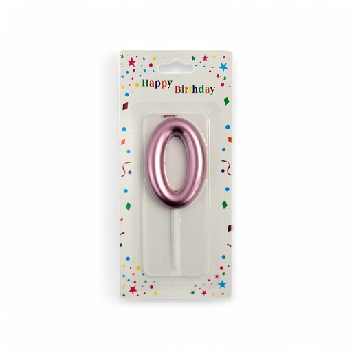 Large Hot Rose Gold Number Candle 0