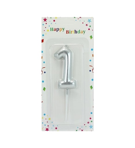 Silver Number Candle 1