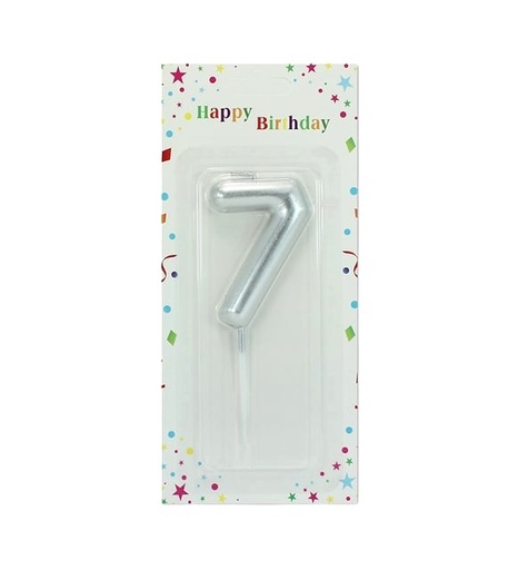 Large Silver Number Candle 7