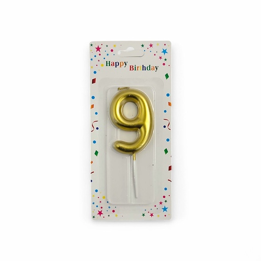 Large Gold Number Candle 9