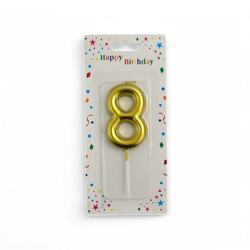 Gold Number Candle 8