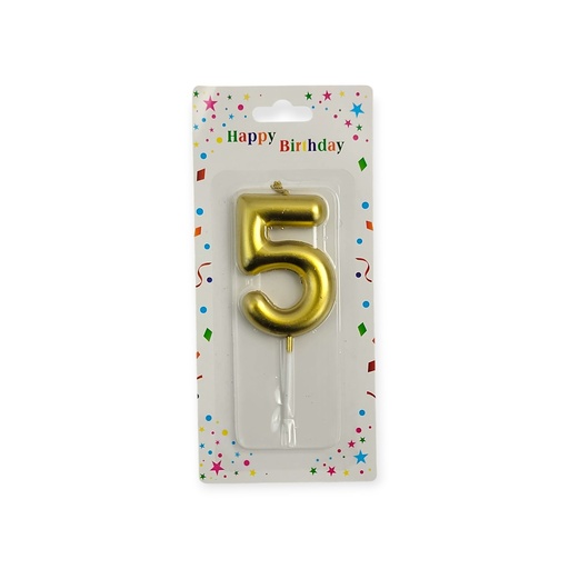 Large Gold Number Candle 5