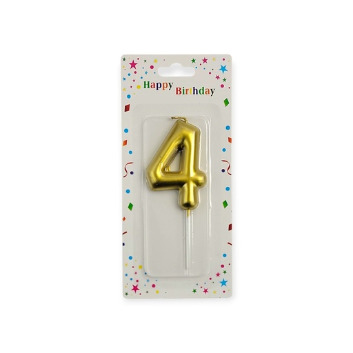 Large Gold Number Candle 4
