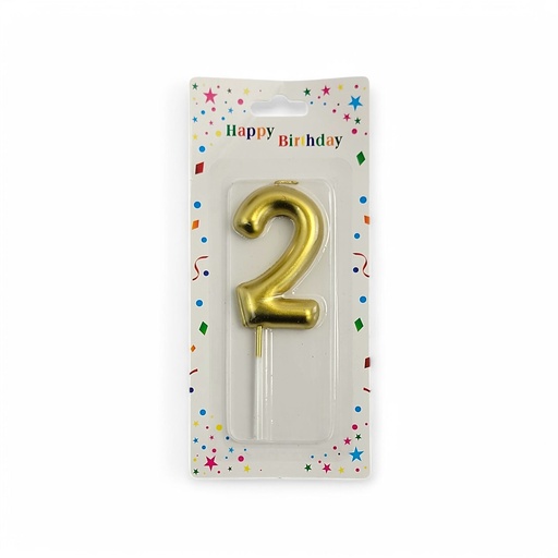 Large Gold Number Candle 2