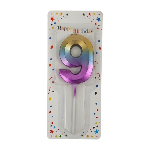 Rainbow Fun Shape Number Candle 9