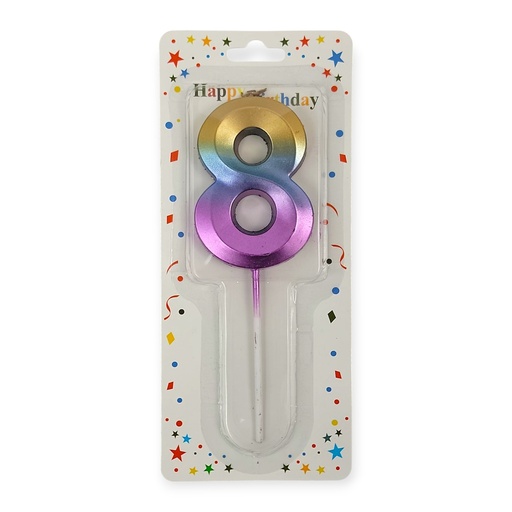 Rainbow Fun Shape Number Candle 8