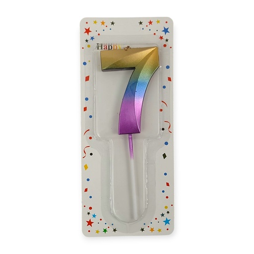 Rainbow Fun Shape Number Candle 7