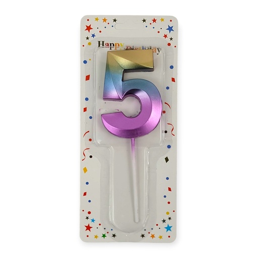 Rainbow Fun Shape Number Candle 5
