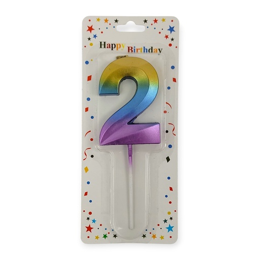 Large Rainbow Fun Shape Number Candle 2