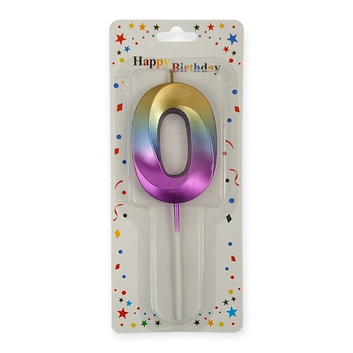 Large Rainbow Fun Shape Number Candle 0