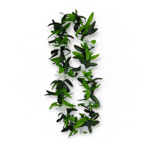 Luau Flower Lei – 36 in, White / Green