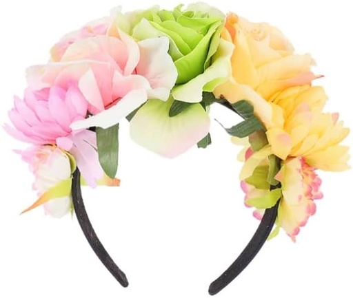Luau Flower Headband – Plastic, Rainbow