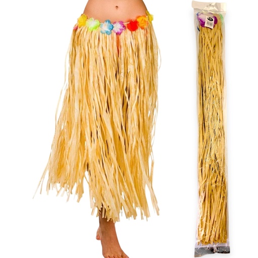Luau Skirt – Adult Vinyl, 35 in x 31 in, Gold with Flower Trim