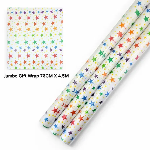 Jumbo Gift Wrapping Paper Rainbow Stars 76CM*4.5M (2.49 ft × 14.76 ft)