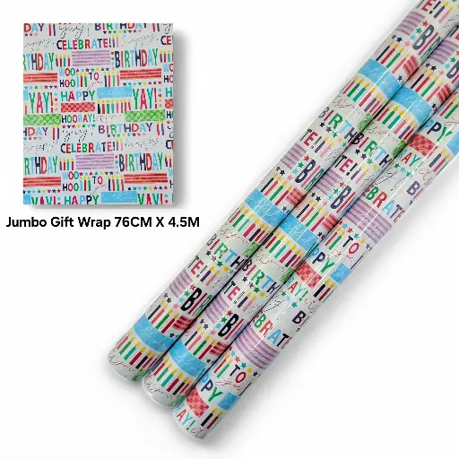 Jumbo Gift Wrapping Paper Birthday 76CM*4.5M (2.49 ft × 14.76 ft)