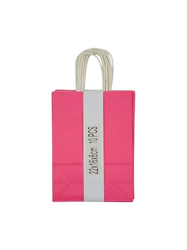 Medium 10 pcs Craft Paper Gift Bag Hot Pink  (22*16*8cm/ 8.66 × 6.30 × 3.15 in)