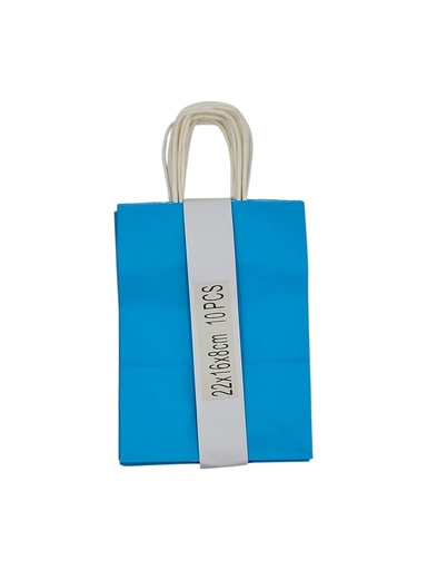 Medium 10 pcs Craft Paper Gift Bag baby Blue (22*16*8cm/ 8.66 × 6.30 × 3.15 in)