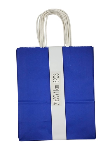Large 8 pcs Craft Paper Gift Bag Dark Blue (21*27*11cm) 8.3 × 10.6 × 4.3 in
