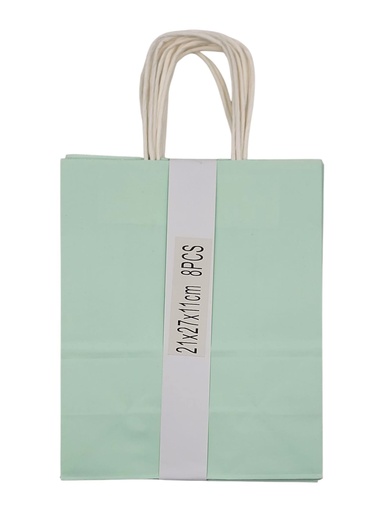 Large 8 pcs Craft Paper Gift Bag Mint  (21*27*11cm) 8.3 × 10.6 × 4.3 in